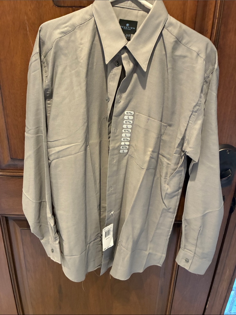 Reaction Kenneth Cole Men's Long-Sleeve Dress Shirt in Taupe